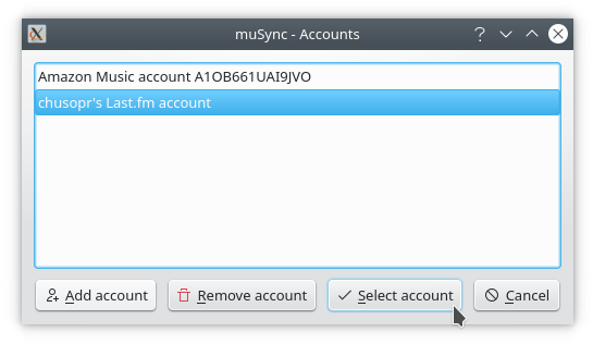 List of muSync configured accounts